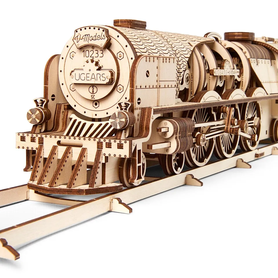 ugears-v-express-treno-a-vapore-con-tender-kit-in-legno image 1