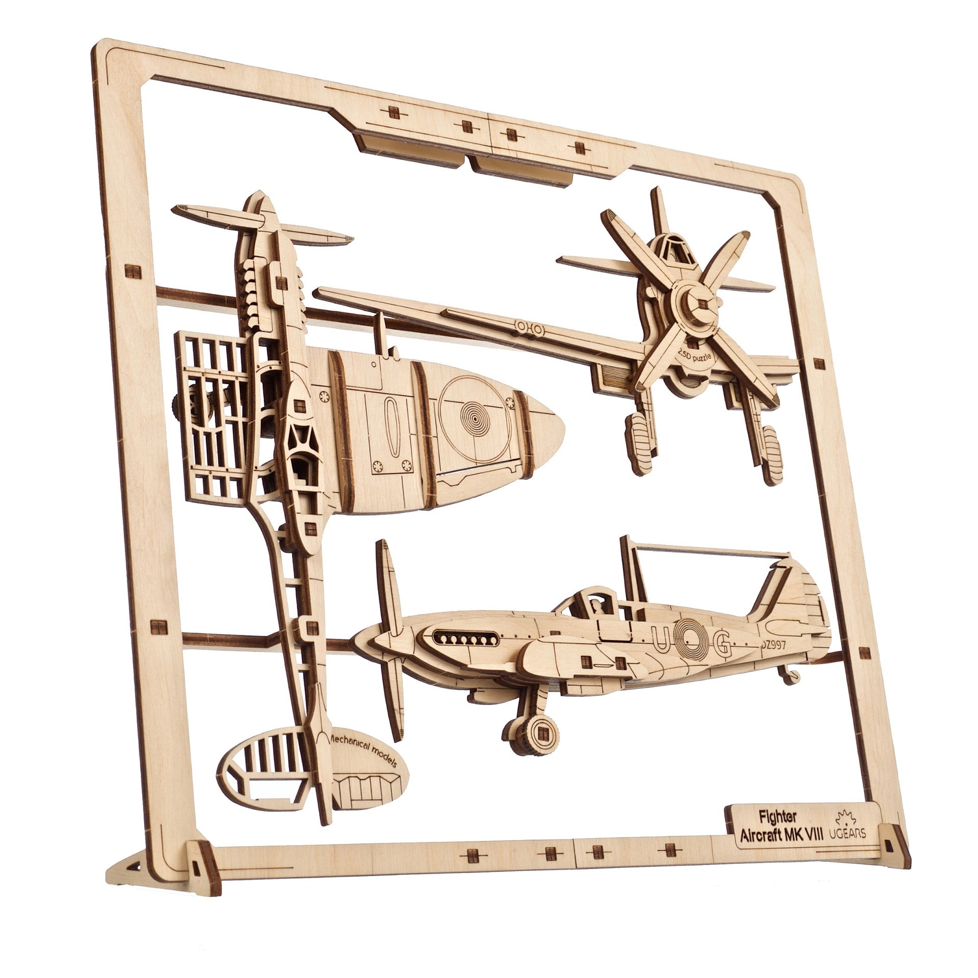 ugears-fighter-aircraft-2-5d-puzzle-spitfire-in-cornice-di-legno image 3
