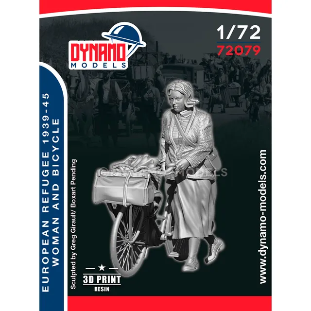 ak-interactive-1-72-civilian-refugee-woman-and-bicycle-kit-figure-civili image 1