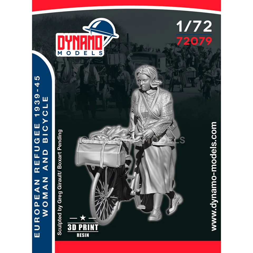 ak-interactive-1-72-civilian-refugee-woman-and-bicycle-kit-figure-civili image 1