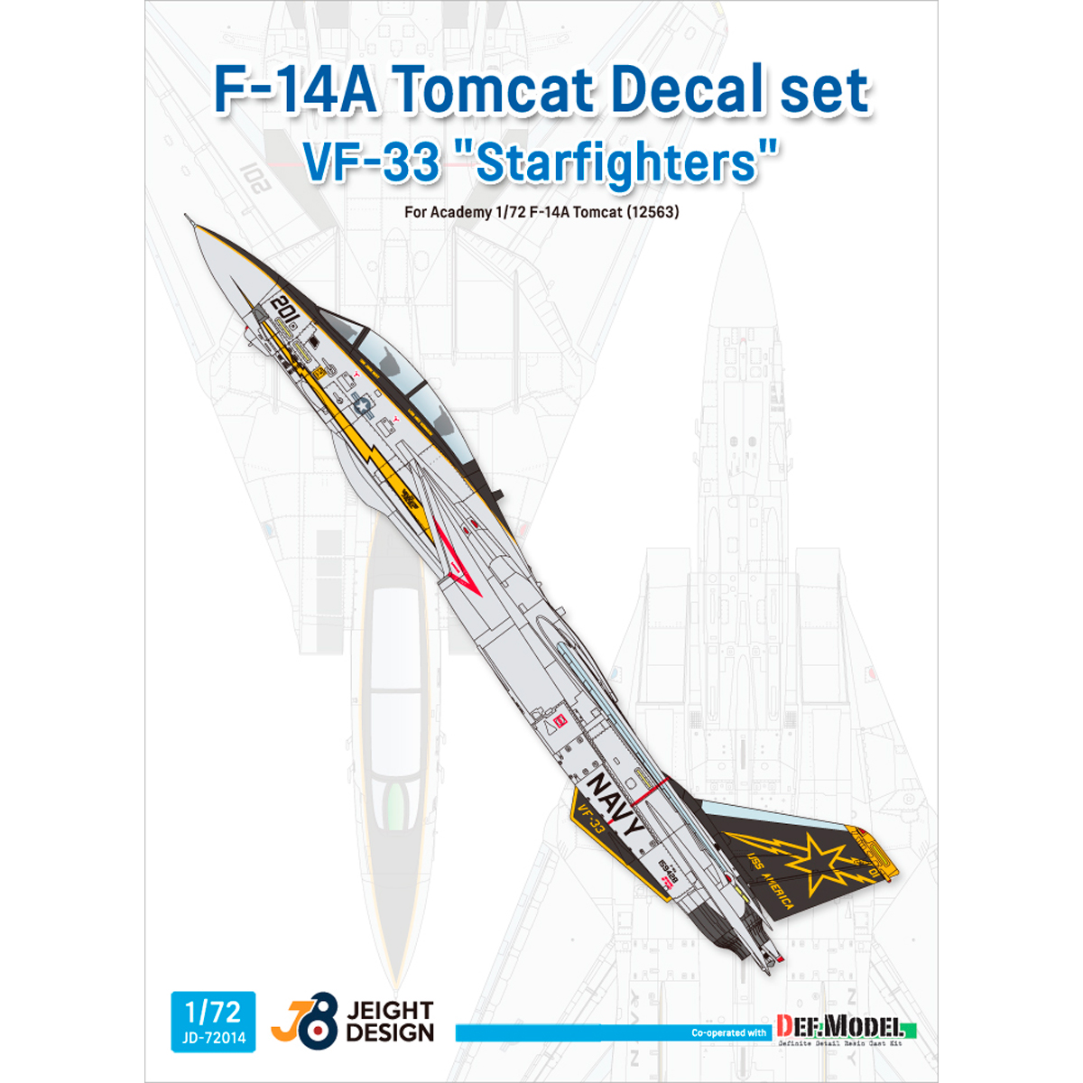 ak-interactive-f-14a-vf-33-decal-set-per-kit-academy-1-72-set-decalcomanie image 1