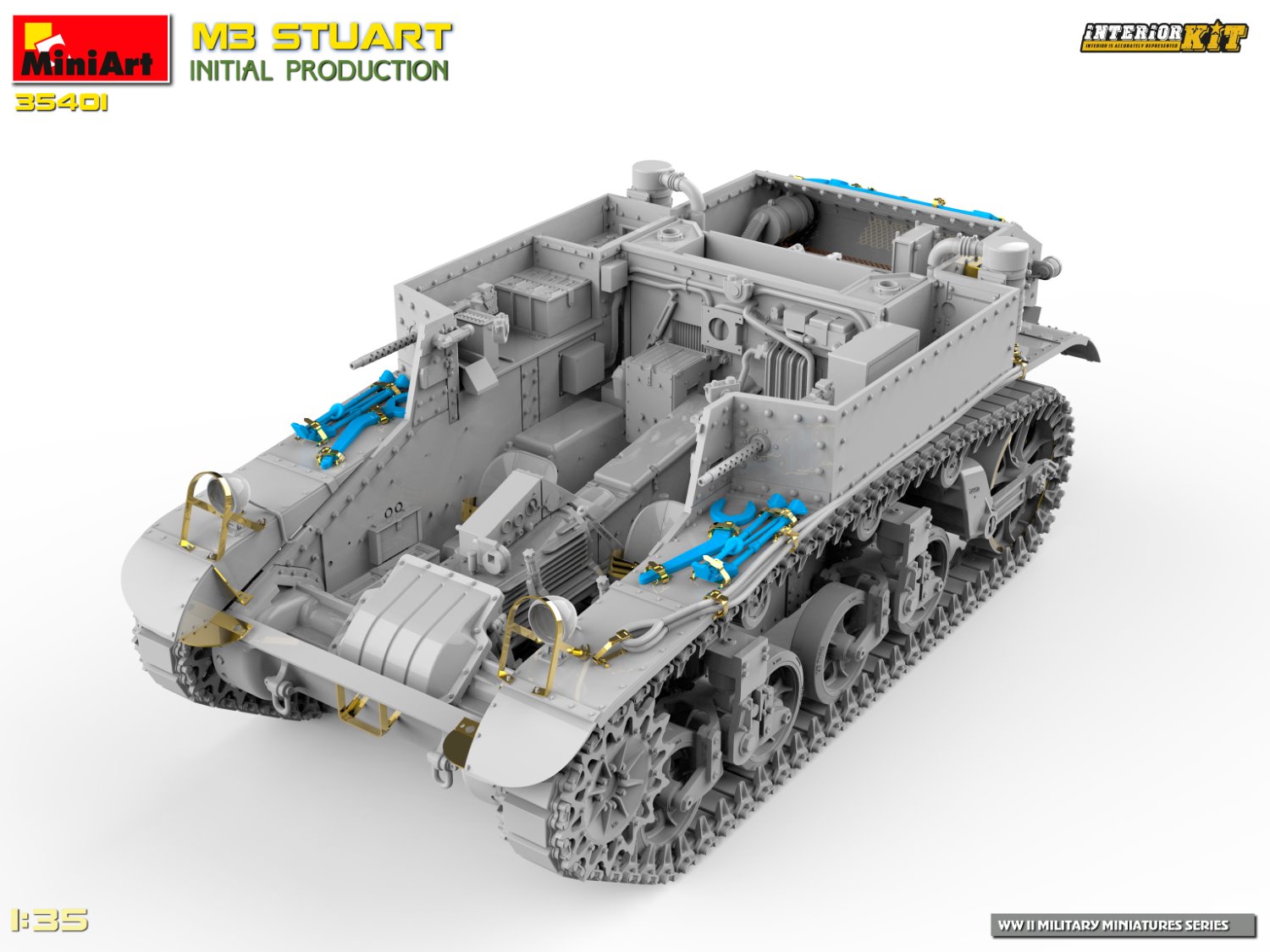 ak-interactive-1-35-m3-stuart-initial-prod-interior-kit-kit-modellismo-carro-arm image 4