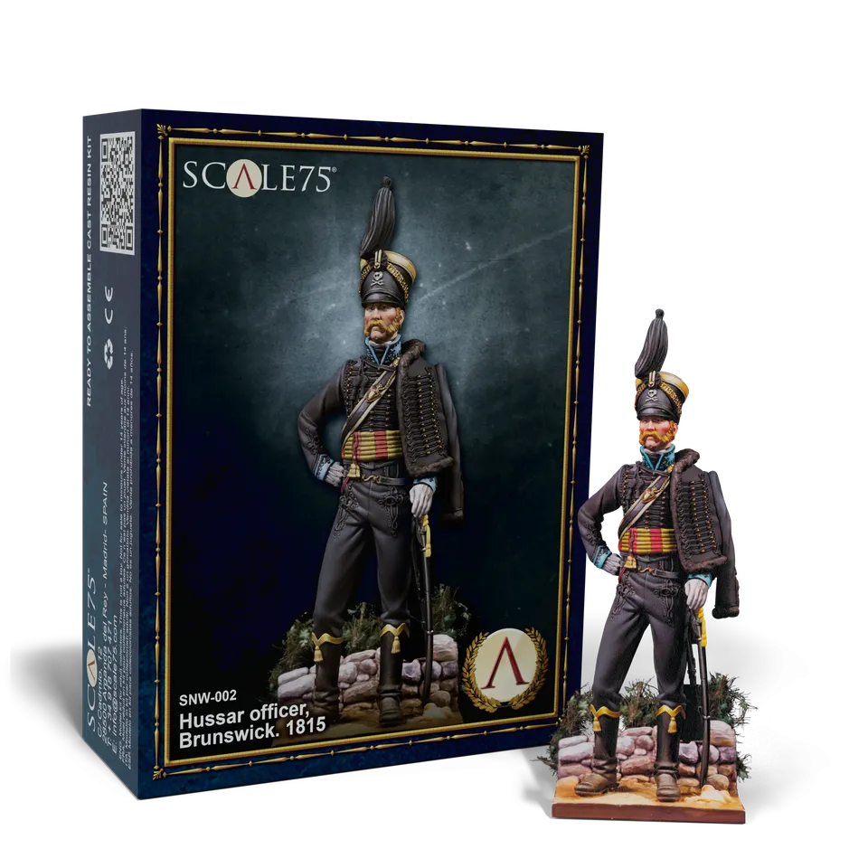 scale75-hussar-officer-brunswick-1815-figura-storica-napoleonic-a-75mm-in-resina image 1