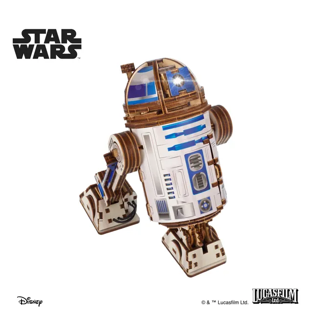 ugears-r2-d2-kit-di-modellismo-in-legno-star-wars-con-led image 1