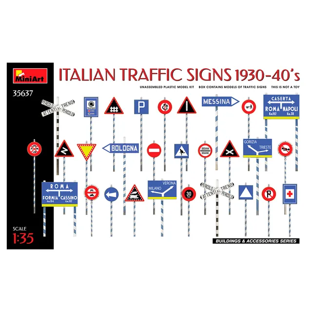 ak-interactive-1-35-cartelli-stradali-italiani-1930-40-set-accessori-modellismo image 1