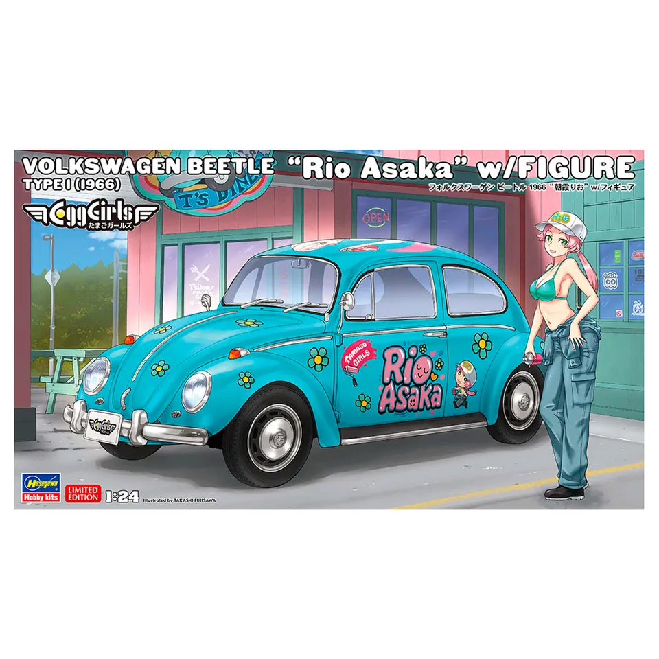 ak-interactive-1-24-egg-girls-volkswagen-beetle-type-1-1966-rio-asaka-con-figura-2 image 1