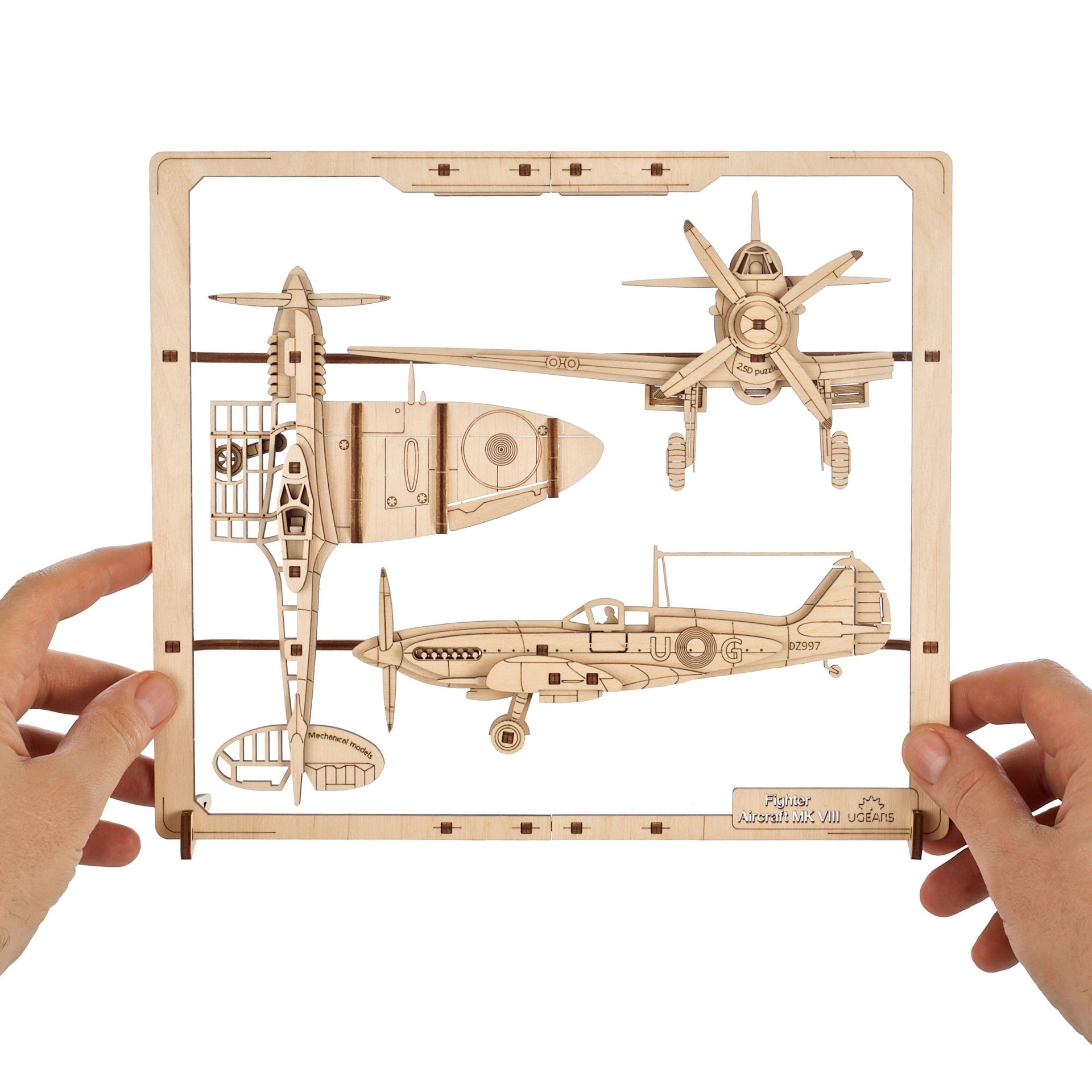 ugears-fighter-aircraft-2-5d-puzzle-spitfire-in-cornice-di-legno image 4