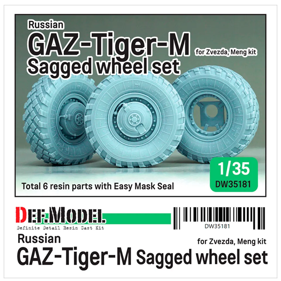 ak-interactive-russian-gaz-tiger-m-sagged-wheel-set-per-kit-zvezda-meng-1-35-set image 1