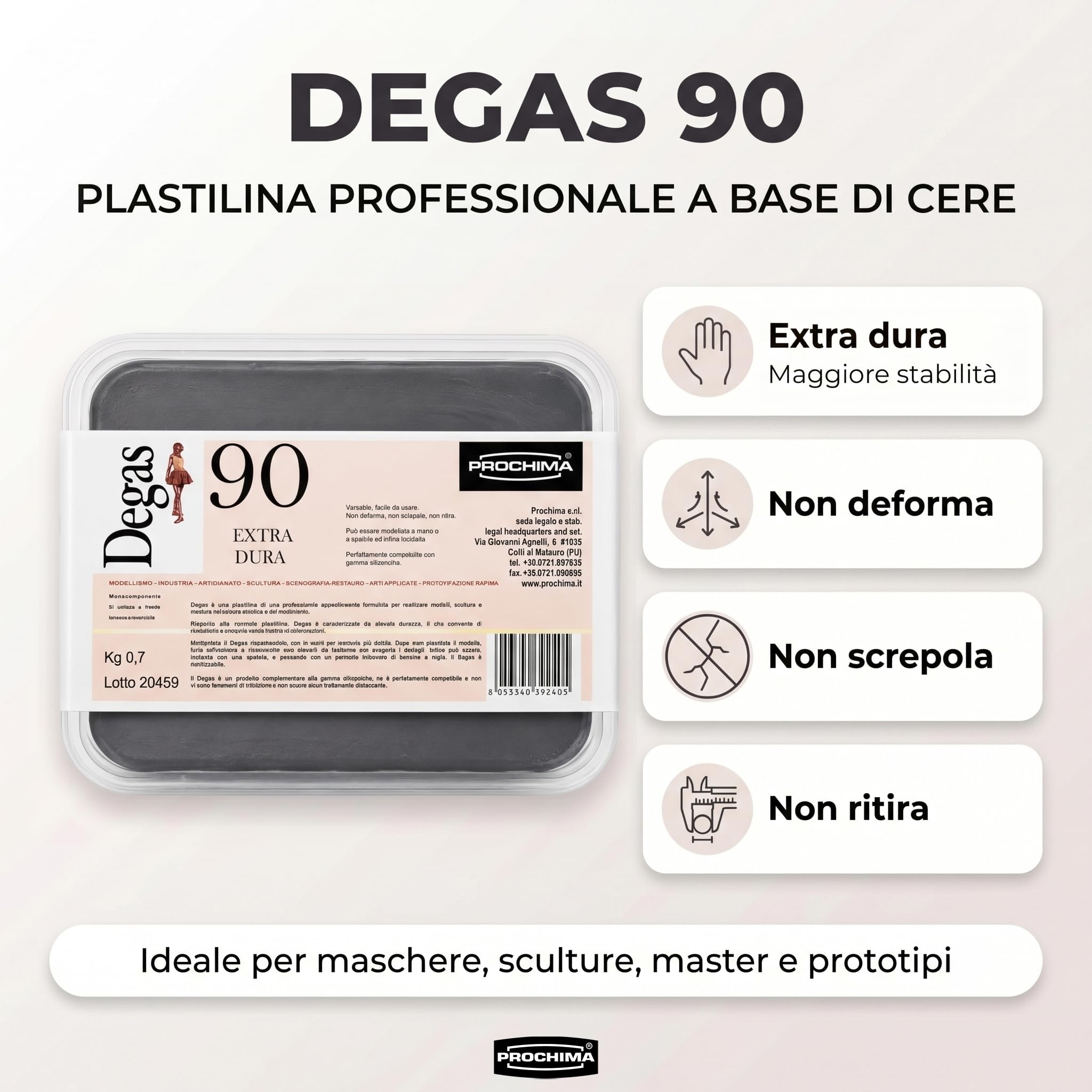prochima-degas-90-plastilina-professionale-extra-dura-700-g image 2