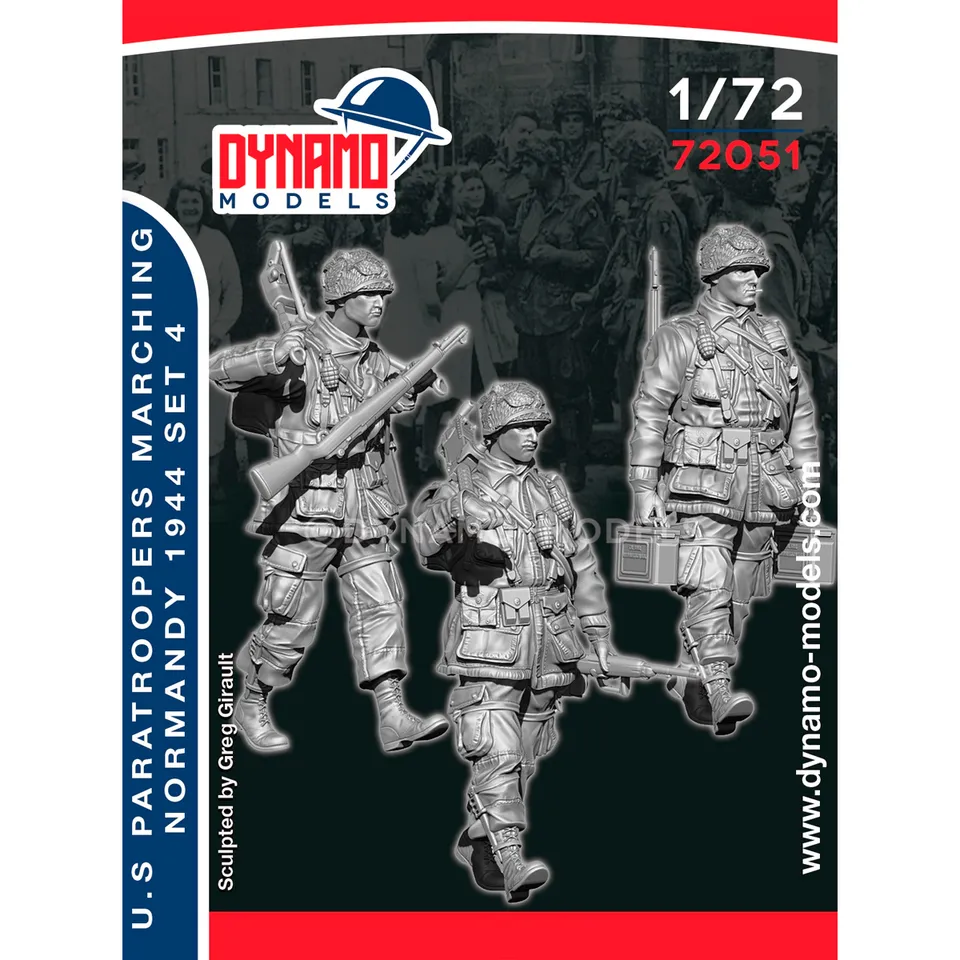 ak-interactive-1-72-u-s-paratroopers-marching-normandy-1944-set-4-figure-modelli image 1