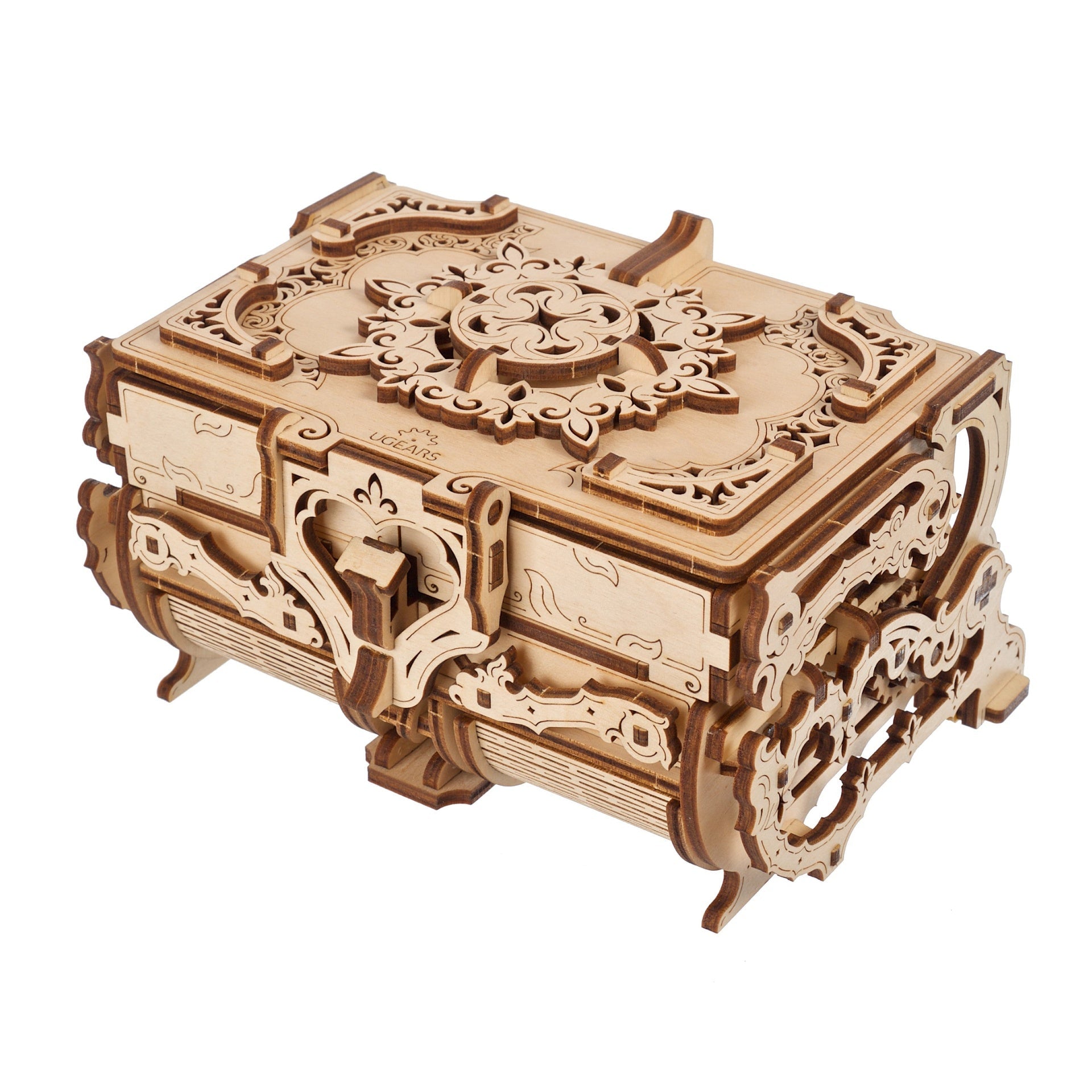 ugears-antique-box-portagioie-meccanico-in-legno-con-cassetti-e-meccanismi-a-vis image 3