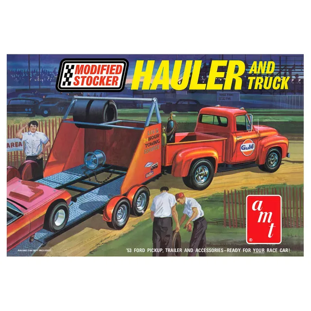 ak-interactive-1-25-1953-ford-pickup-modified-stocker-hauler-gulf-kit-modellismo image 1