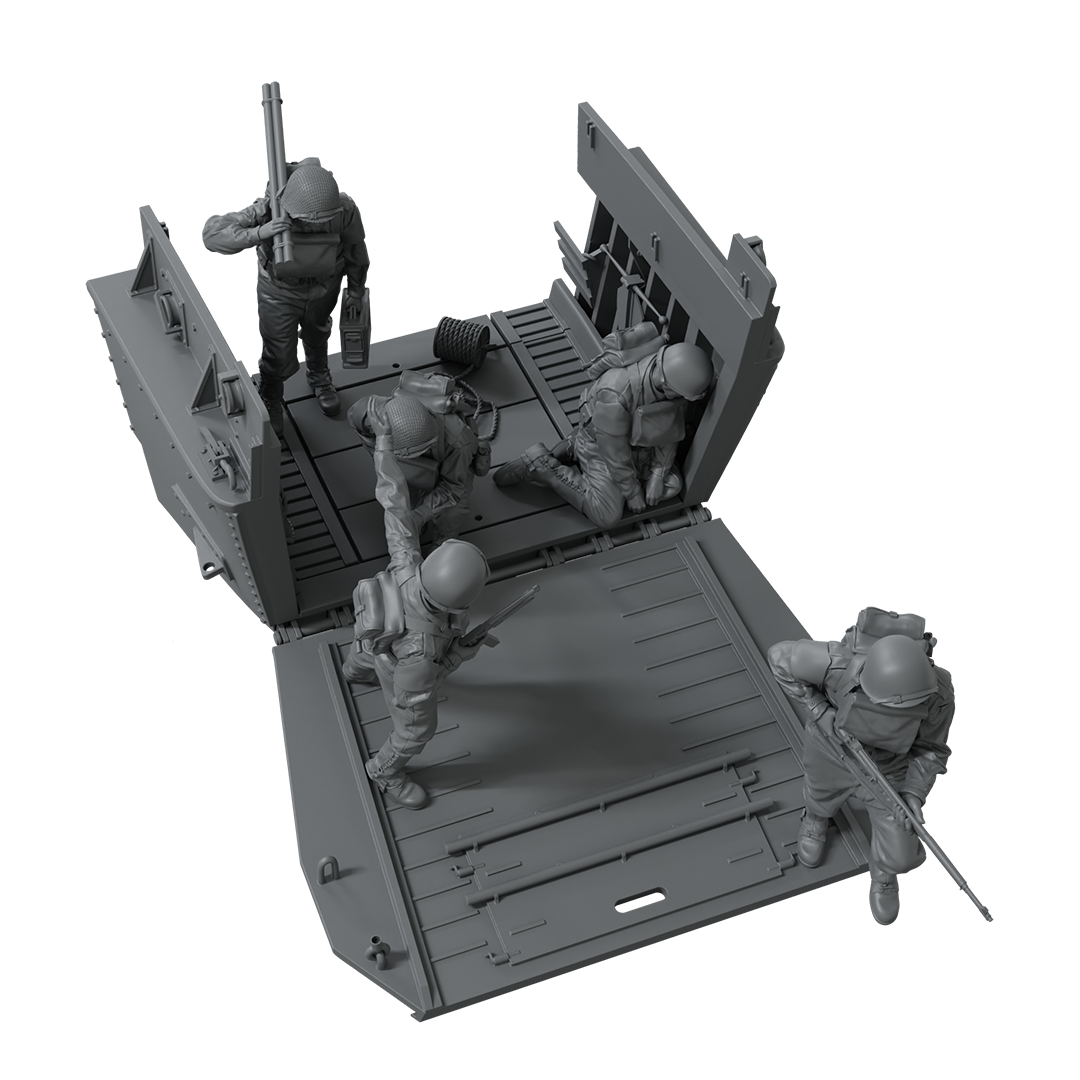 scale75-the-landing-d-day-scena-1-35-con-5-figure-e-lancia-da-sbarco-in-resina image 8