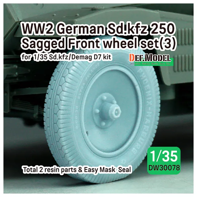 ak-interactive-ww2-german-sd-kfz-250-sagged-wheel-set-3-for-1-35-sd-kfz-250-dema image 1
