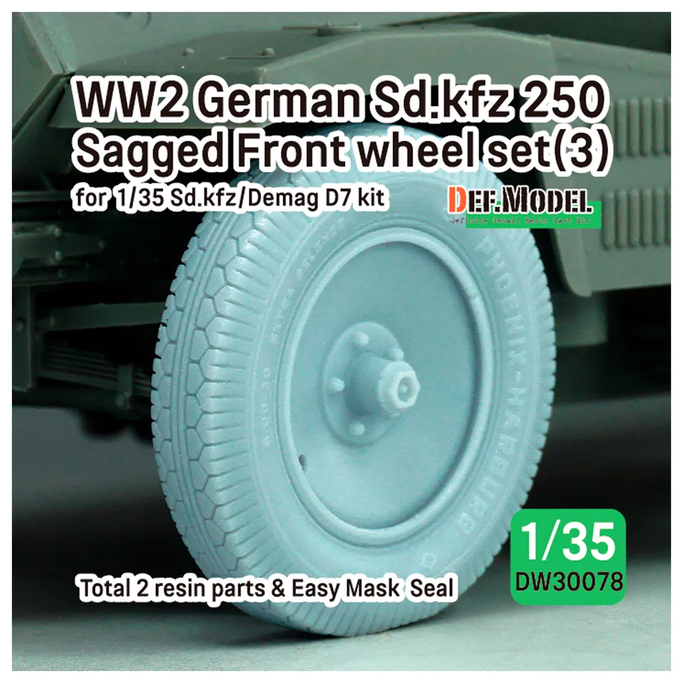 ak-interactive-ww2-german-sd-kfz-250-sagged-wheel-set-3-for-1-35-sd-kfz-250-dema image 1