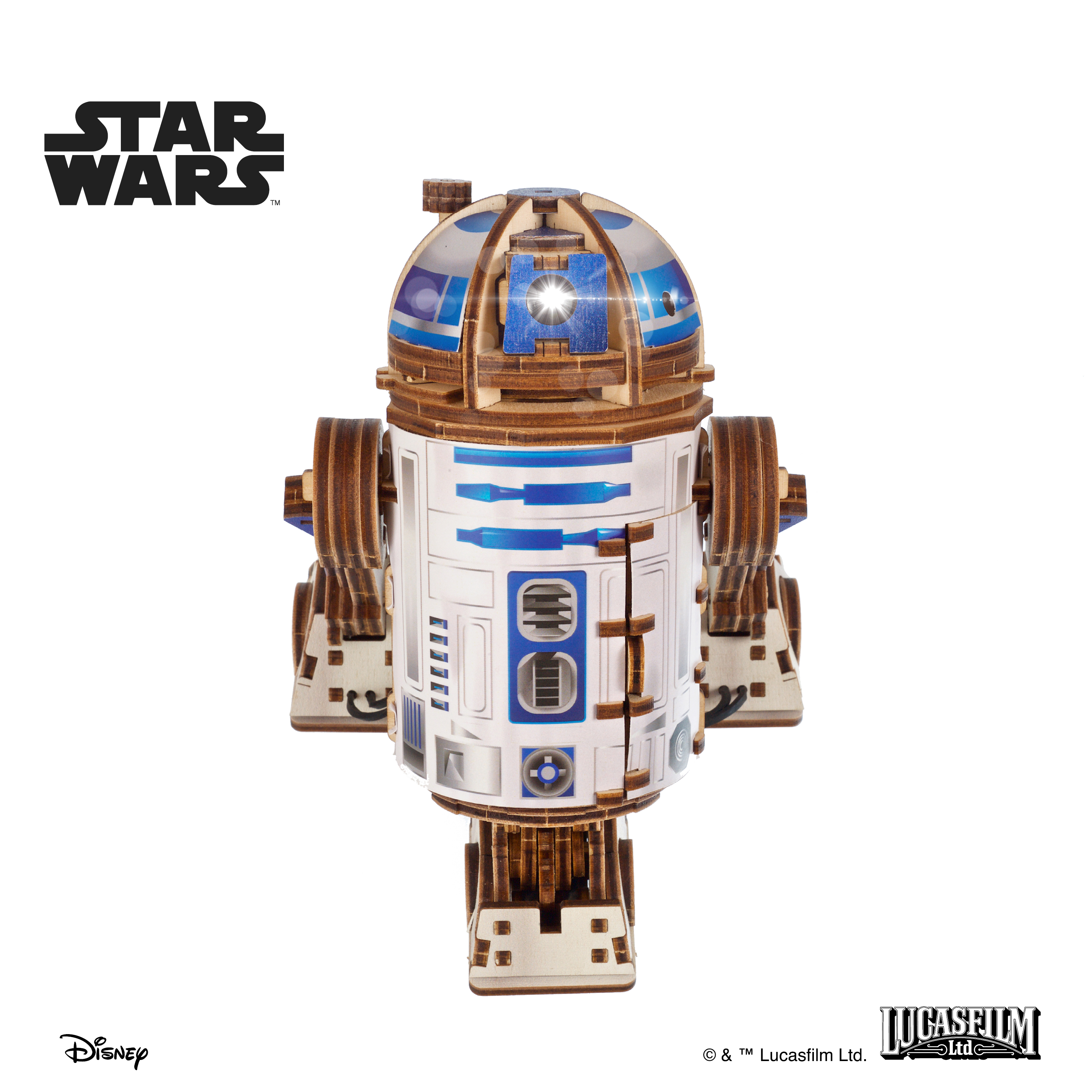 ugears-r2-d2-kit-di-modellismo-in-legno-star-wars-con-led image 5