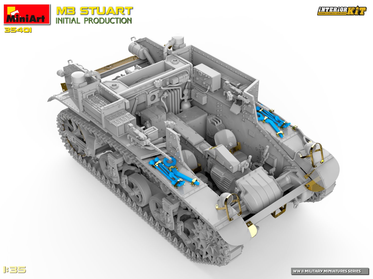 ak-interactive-1-35-m3-stuart-initial-prod-interior-kit-kit-modellismo-carro-arm image 6