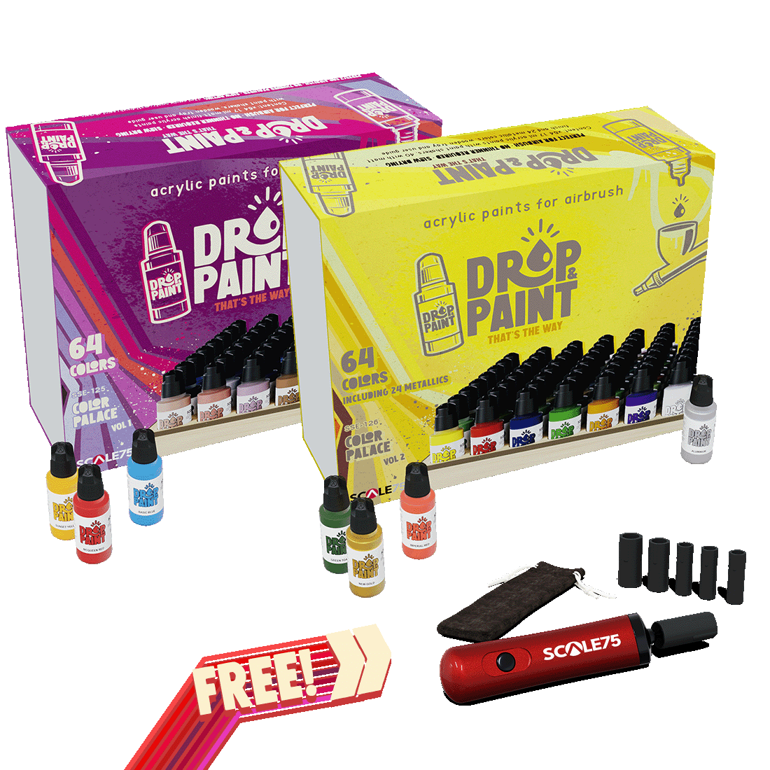 scale75-drop-paint-full-range-promo-set-completo-128-colori-agitatore-in-omaggio image 1
