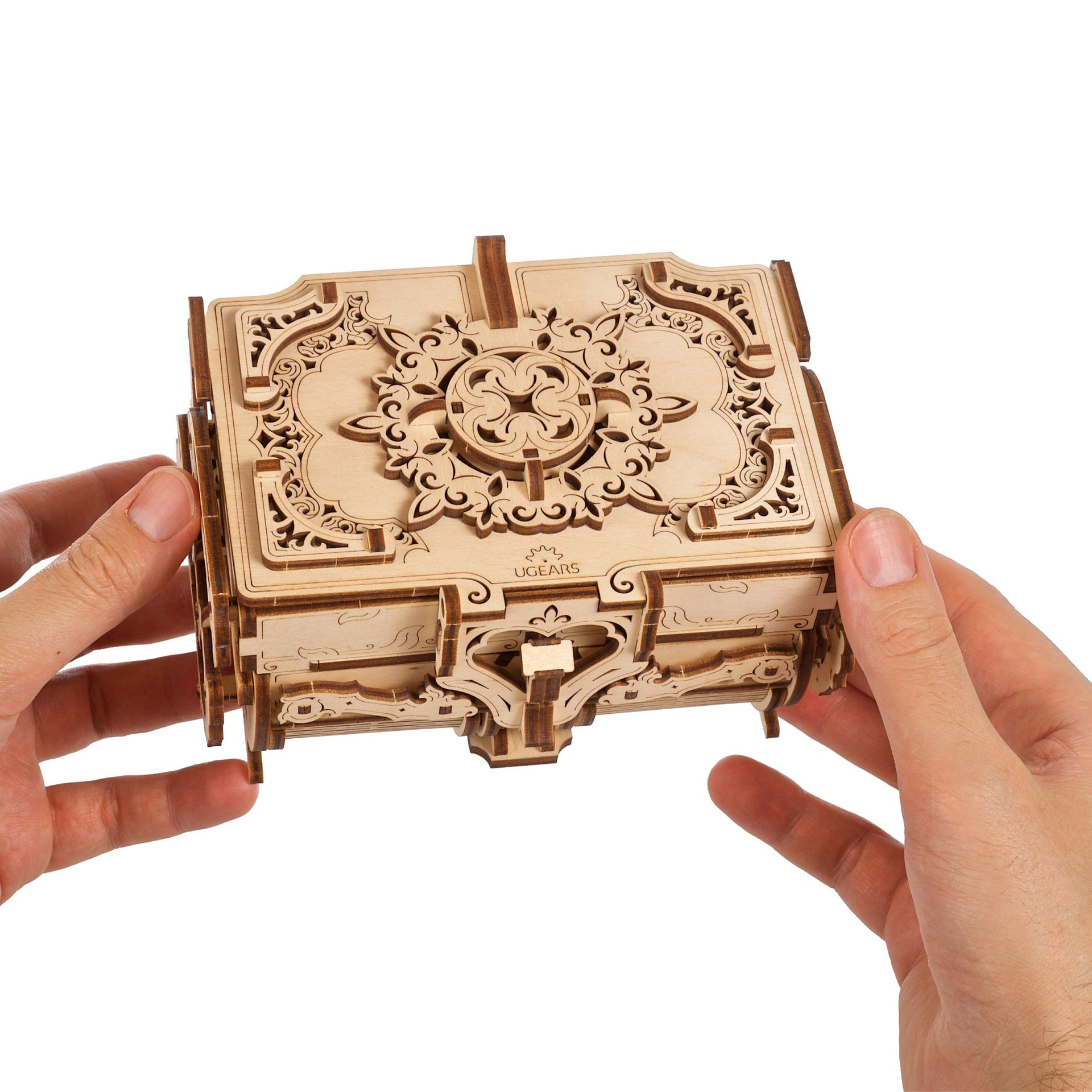 ugears-antique-box-portagioie-meccanico-in-legno-con-cassetti-e-meccanismi-a-vis image 4