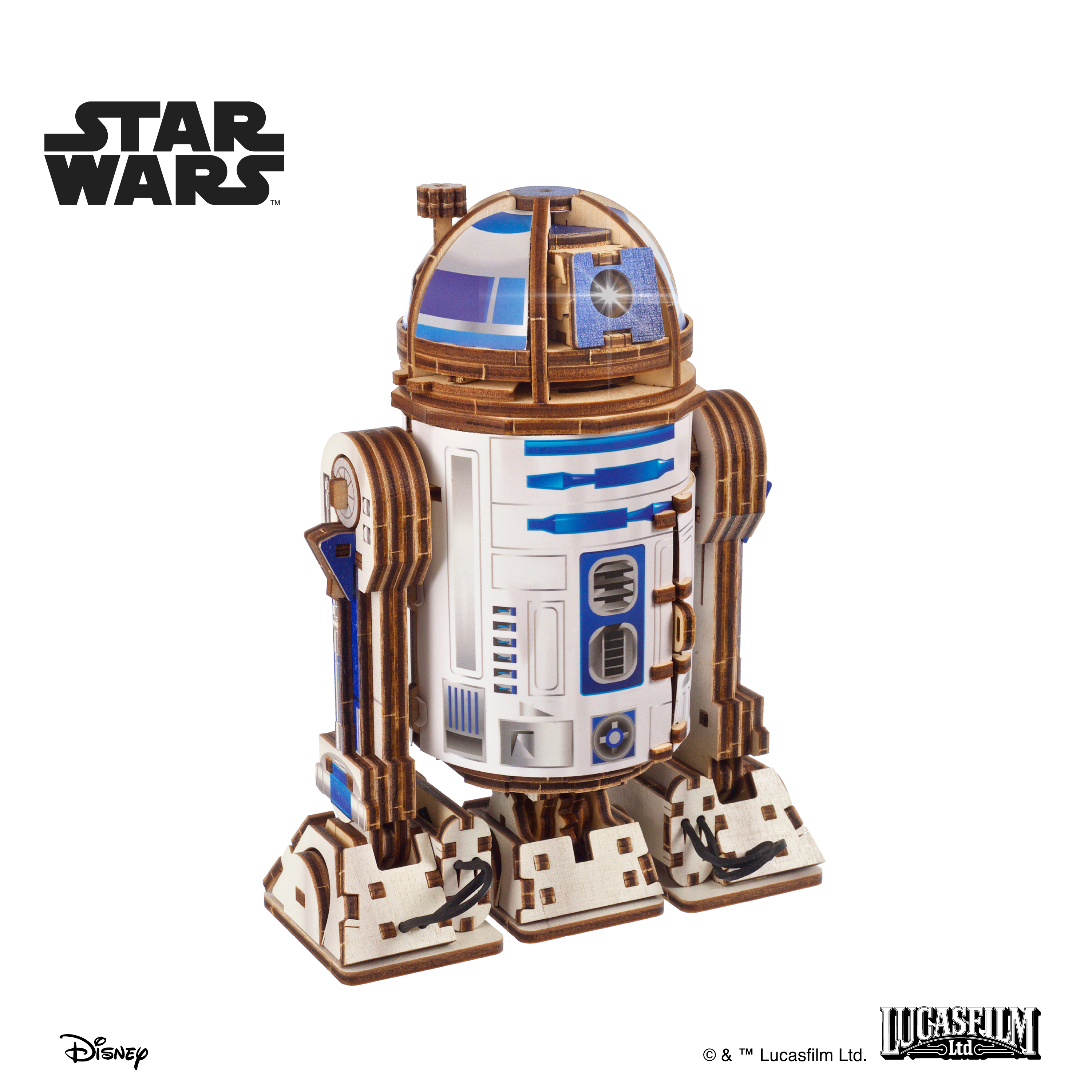 ugears-r2-d2-kit-di-modellismo-in-legno-star-wars-con-led image 7