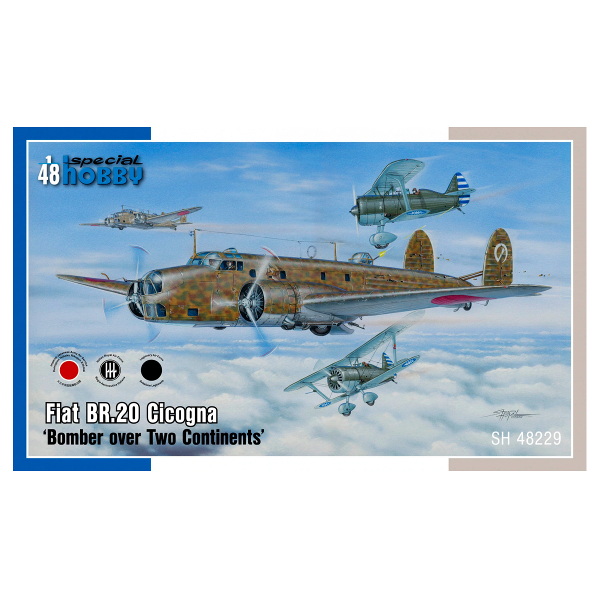 ak-interactive-1-48-fiat-br-20-cicogna-bomber-over-two-continents-kit-da-costrui image 1