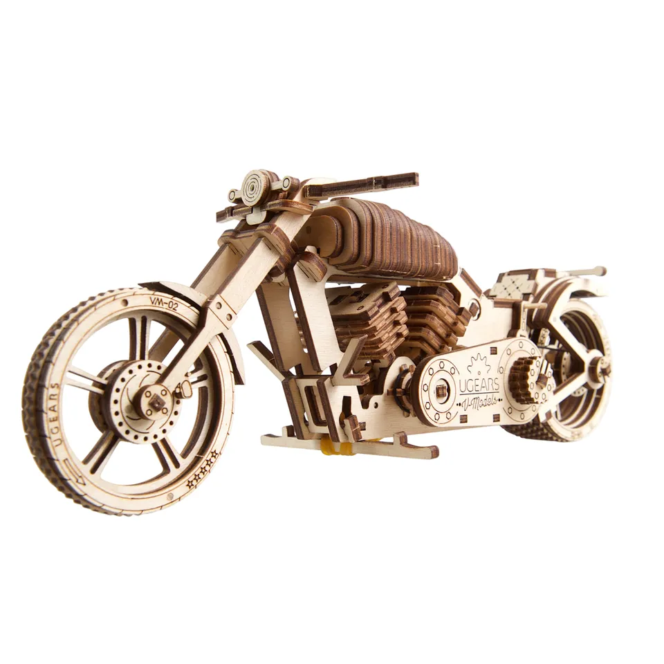 ugears-bike-vm-02-modellino-meccanico-in-legno-di-moto-cruiser-da-costruire image 1